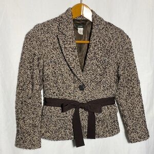 J. Crew Brown Tweed Wool Ribbon Blazer - Women size 2